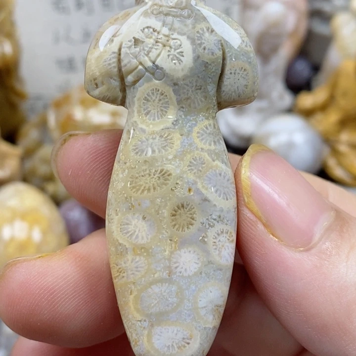 颈饰未镶嵌硅化珊瑚（珊瑚玉）