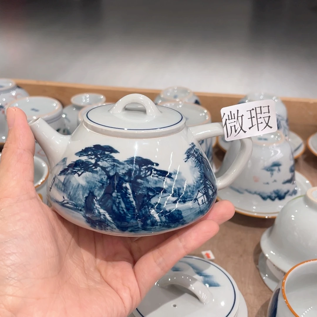 釉下手绘茶具微瑕