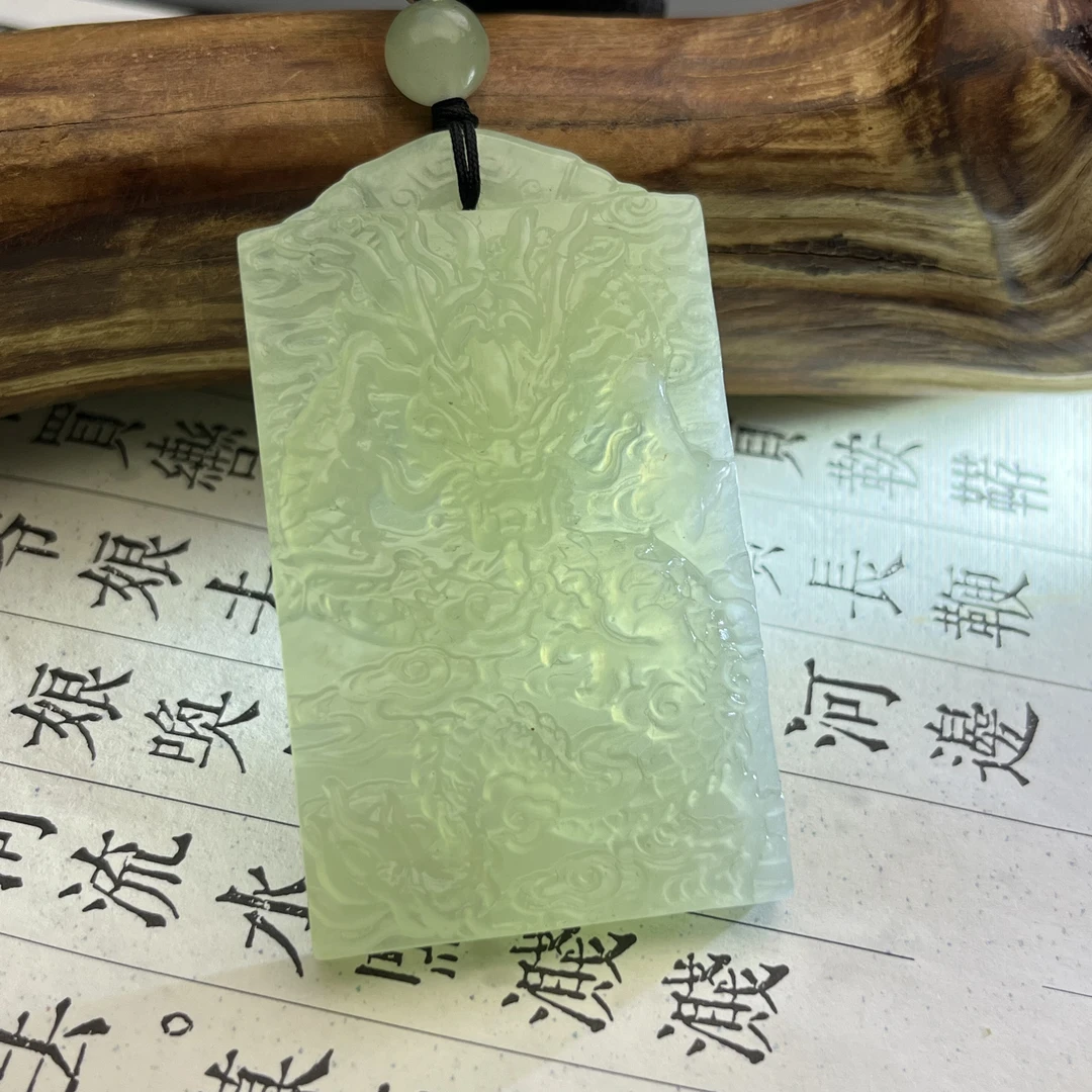 精品岫玉龙牌 吊坠 细微棉 介意勿拍 59x35x10