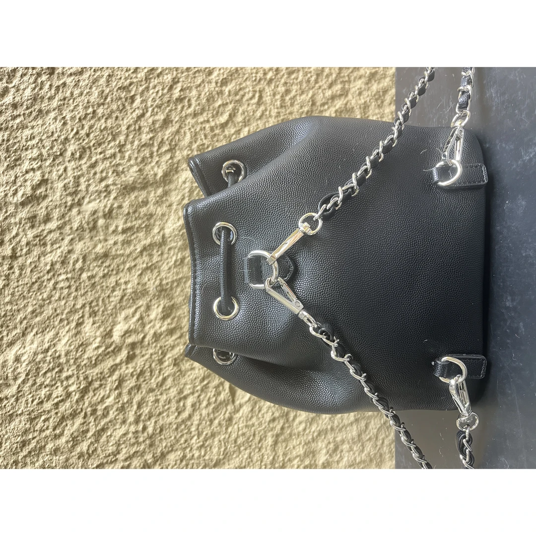 TOLEX2025新款时尚百搭手工女包桶双肩黑色黄色 尺寸19*11*11