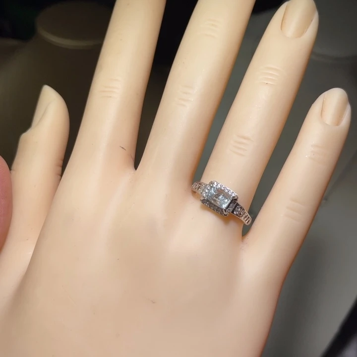 海蓝宝石戒圈银S925镶嵌天然海蓝宝石无优化