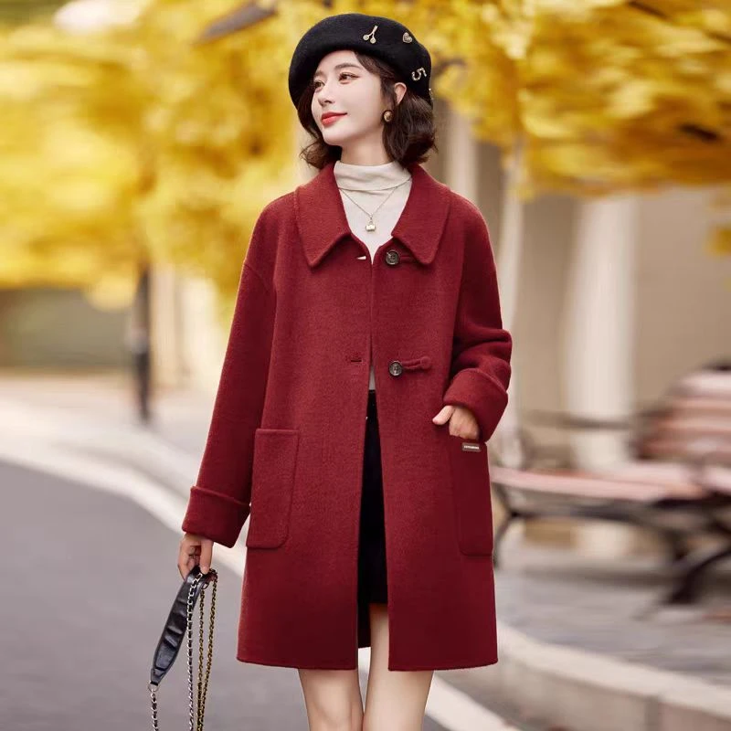 女式设计感秋冬轻奢新款洋气双面呢外套
