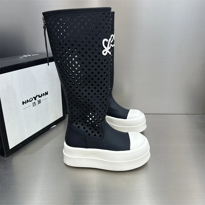 女士休闲时尚百搭白色夏季透气厚底网面高帮舒适高定新款潮流潮鞋