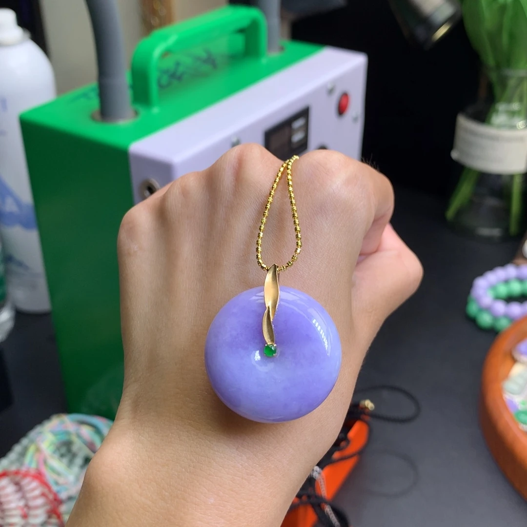 3***5翡翠18K金镶嵌颈饰