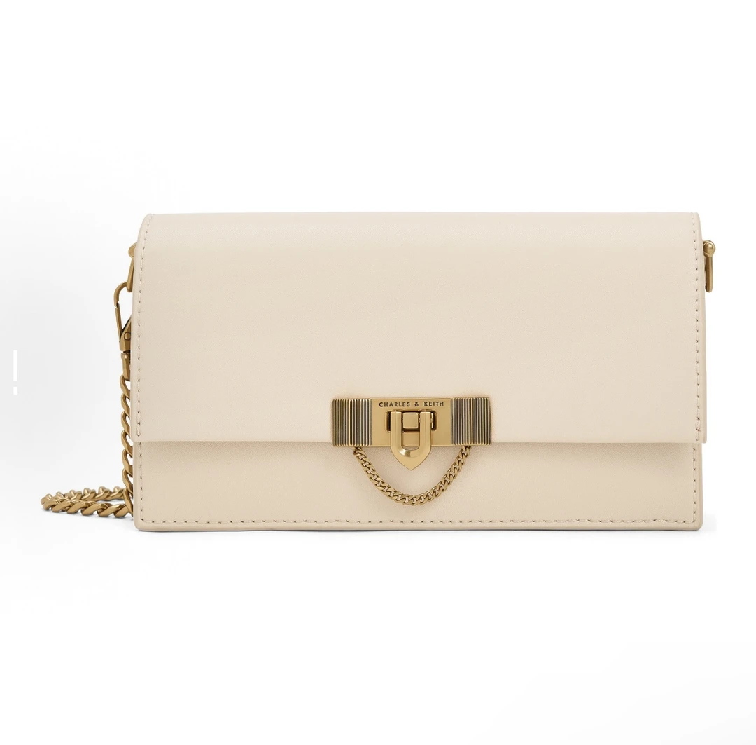 金属划痕CHARLES&KEITH  10701189-1米色XS女士单肩手提包