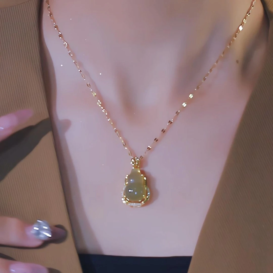 钛钢项链 小葫芦项链轻奢时尚毛衣链配饰高级感女百搭