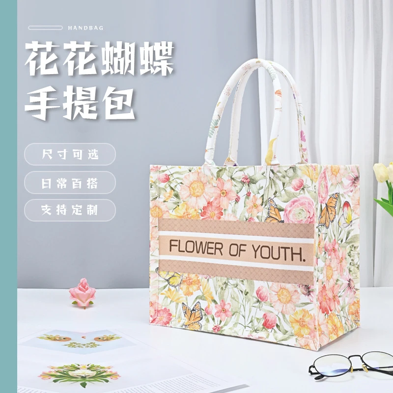 时尚百搭风文艺便携学生上班单肩手拎大号托特包帆布包大容量家用