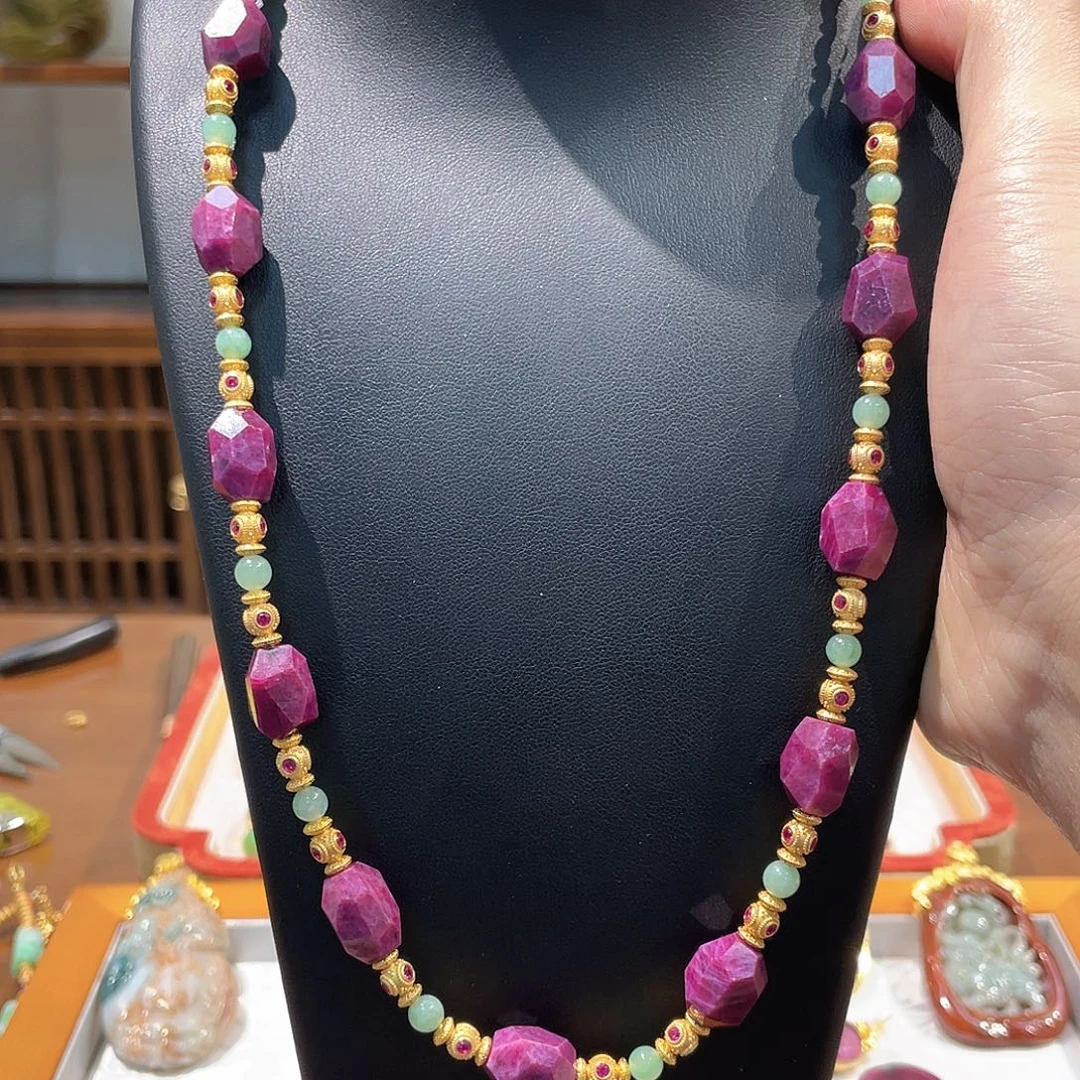 锦纶非金属红宝项链