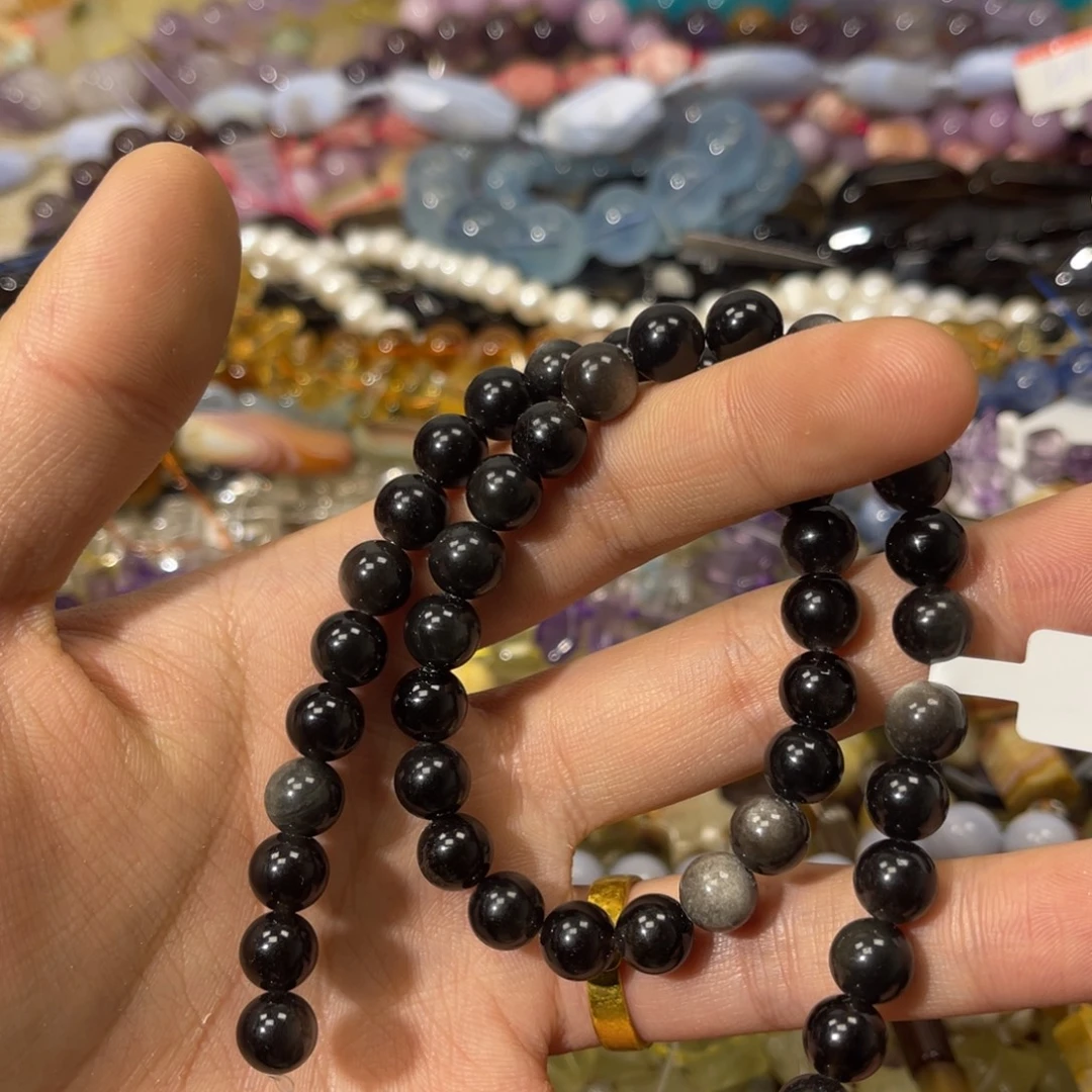 手链银S925镶嵌水晶卡8银耀圆珠