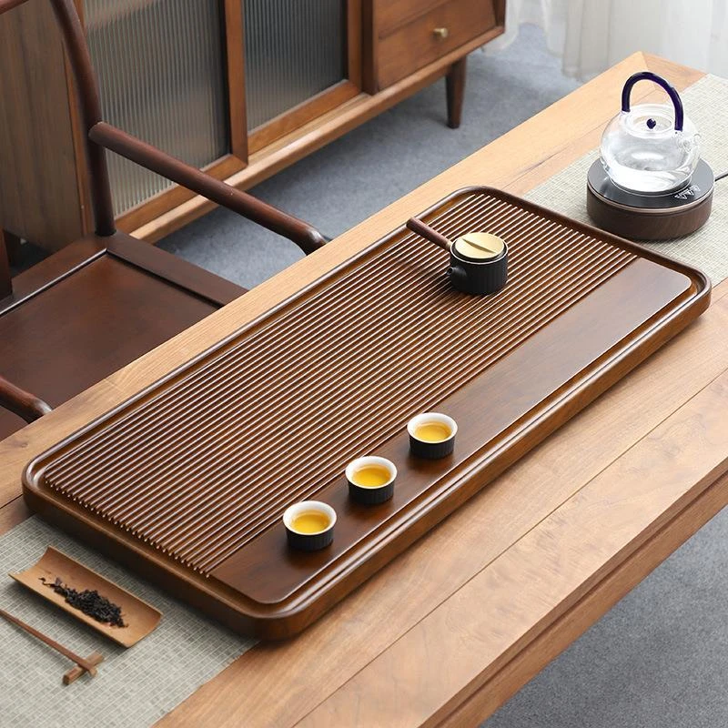 竹制茶盘家用整块长方形简约功夫茶具套装排水中式新款客厅泡茶台