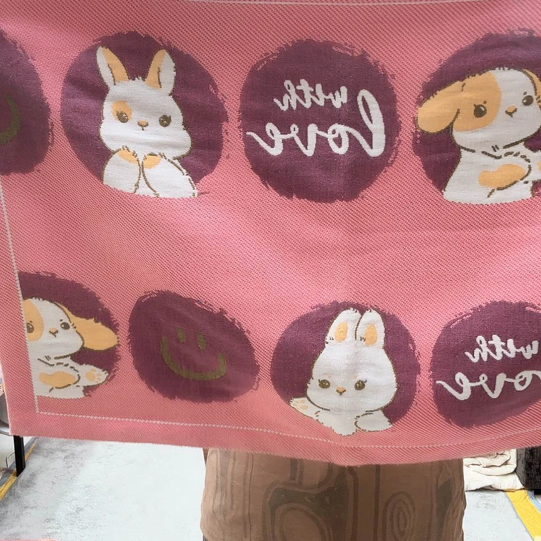 棉粉小兔枕套一对