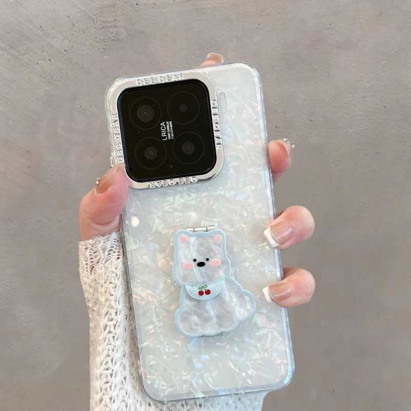 适用小米15手机壳15pro透明新款24129PN74C女小狗带支架可爱创意
