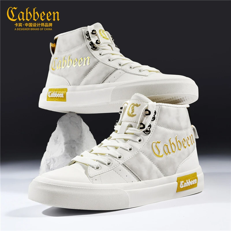 Cabbeen/卡宾男鞋秋冬新款高帮厚底3厘米增高鞋子男潮流休闲鞋男