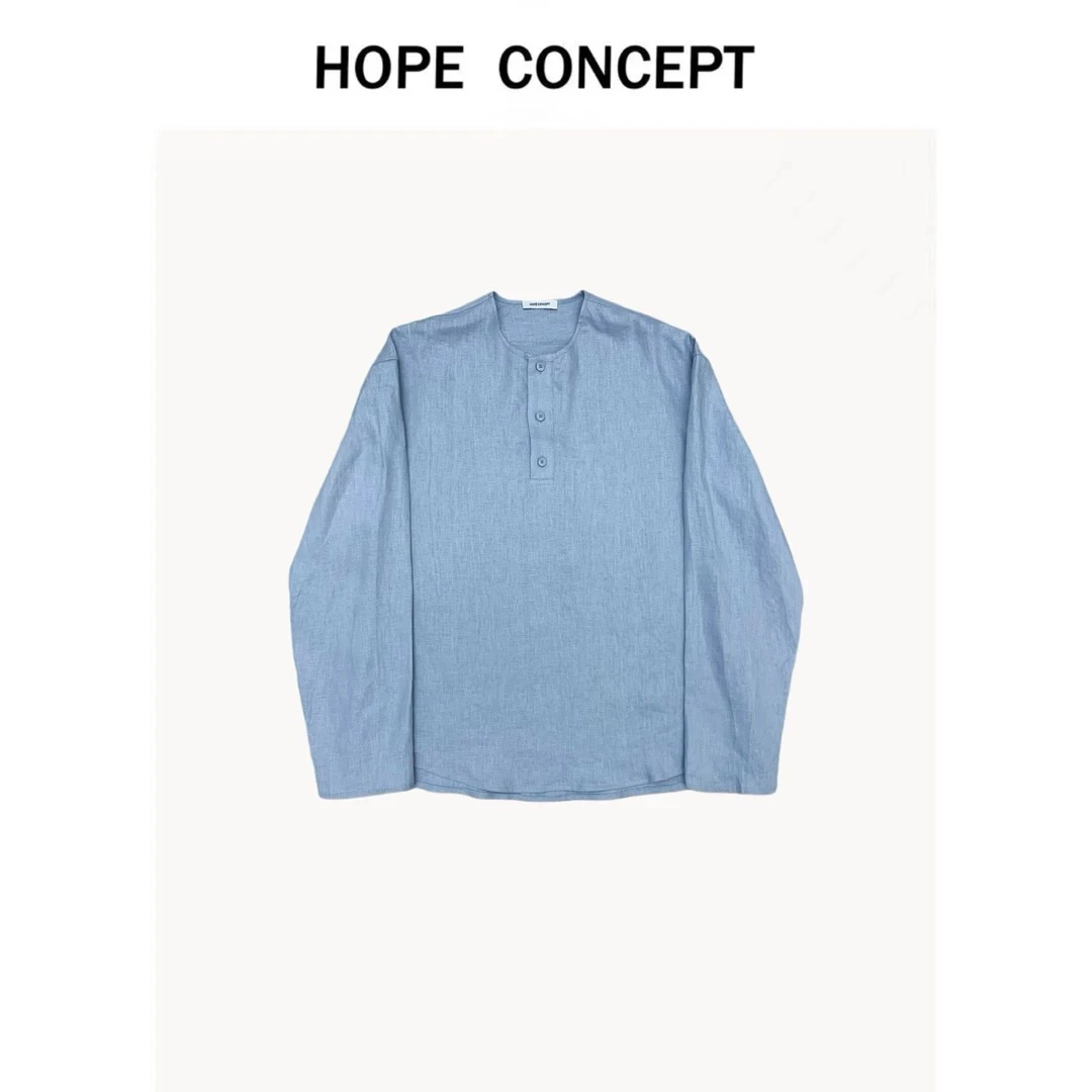 25119#HOPECONCEPT小众设计 复古休闲亚麻衬衫