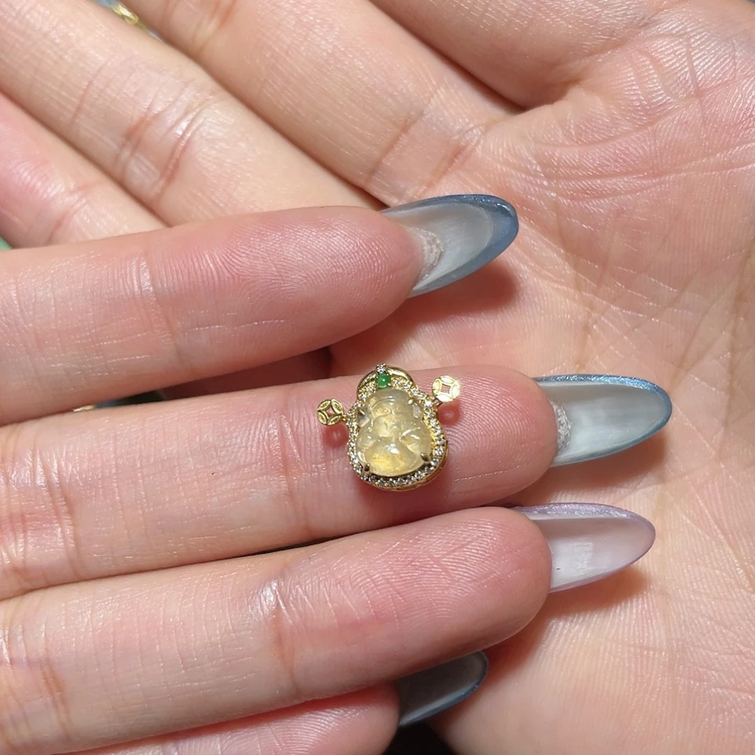 翡翠18K金镶嵌吊坠(不含链)