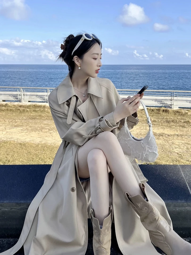 2025时尚秋季气质轻奢新款英伦风中长款风衣外套女-22272