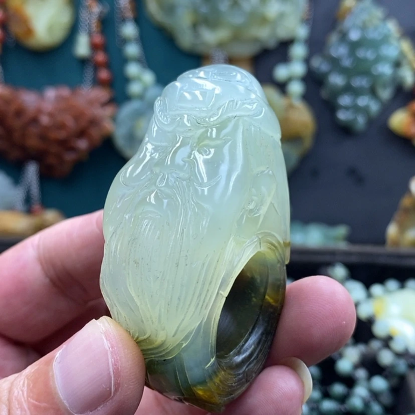 【闪购商品】未镶嵌岫玉把件扳指关公