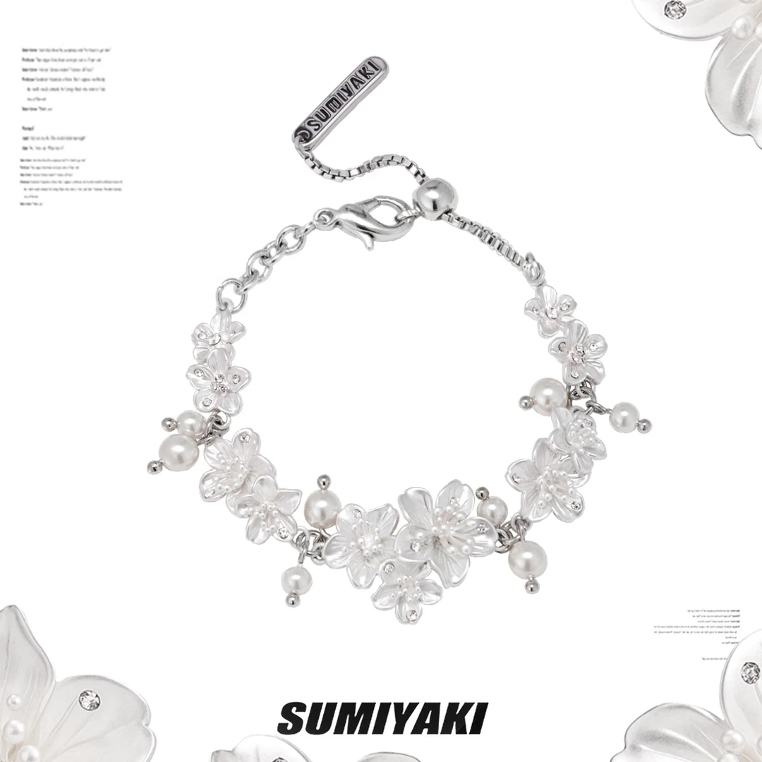 铜合金仿珍珠手链 SUMIYAKI 夜樱系列樱花手链可调节简约