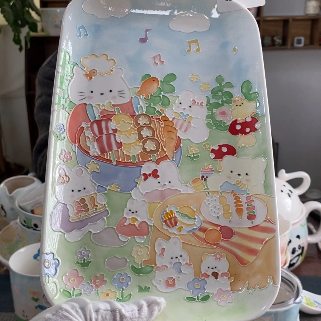 瓷片景德镇釉下彩手绘