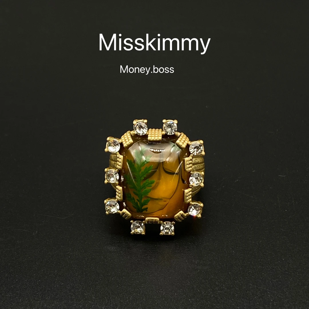 铜合金合成锆石戒指 铜合金原创设计Misskimmy棕色戒指