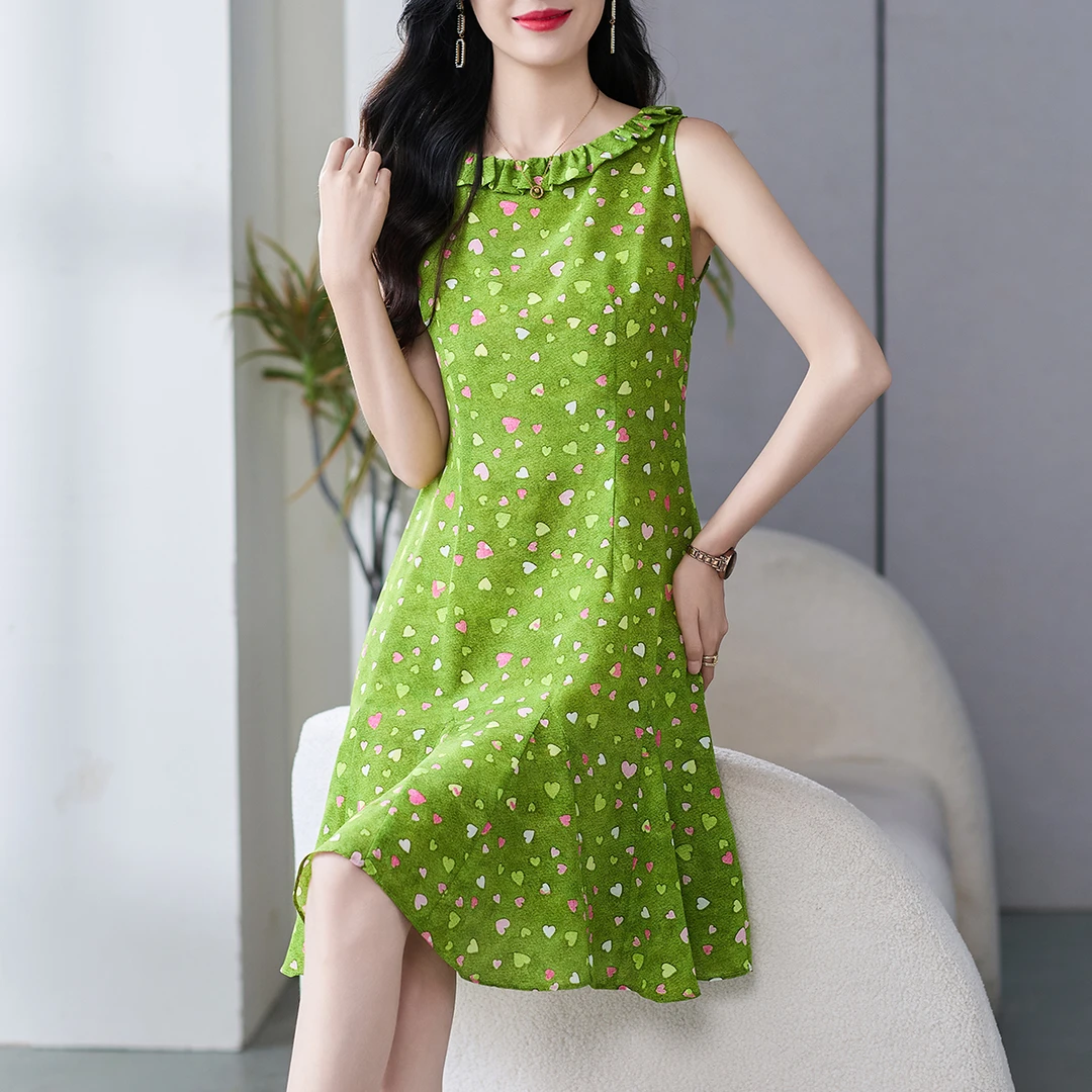 48901年轻款真丝连衣裙女2025夏新款国际大牌小个子桑蚕丝背心裙