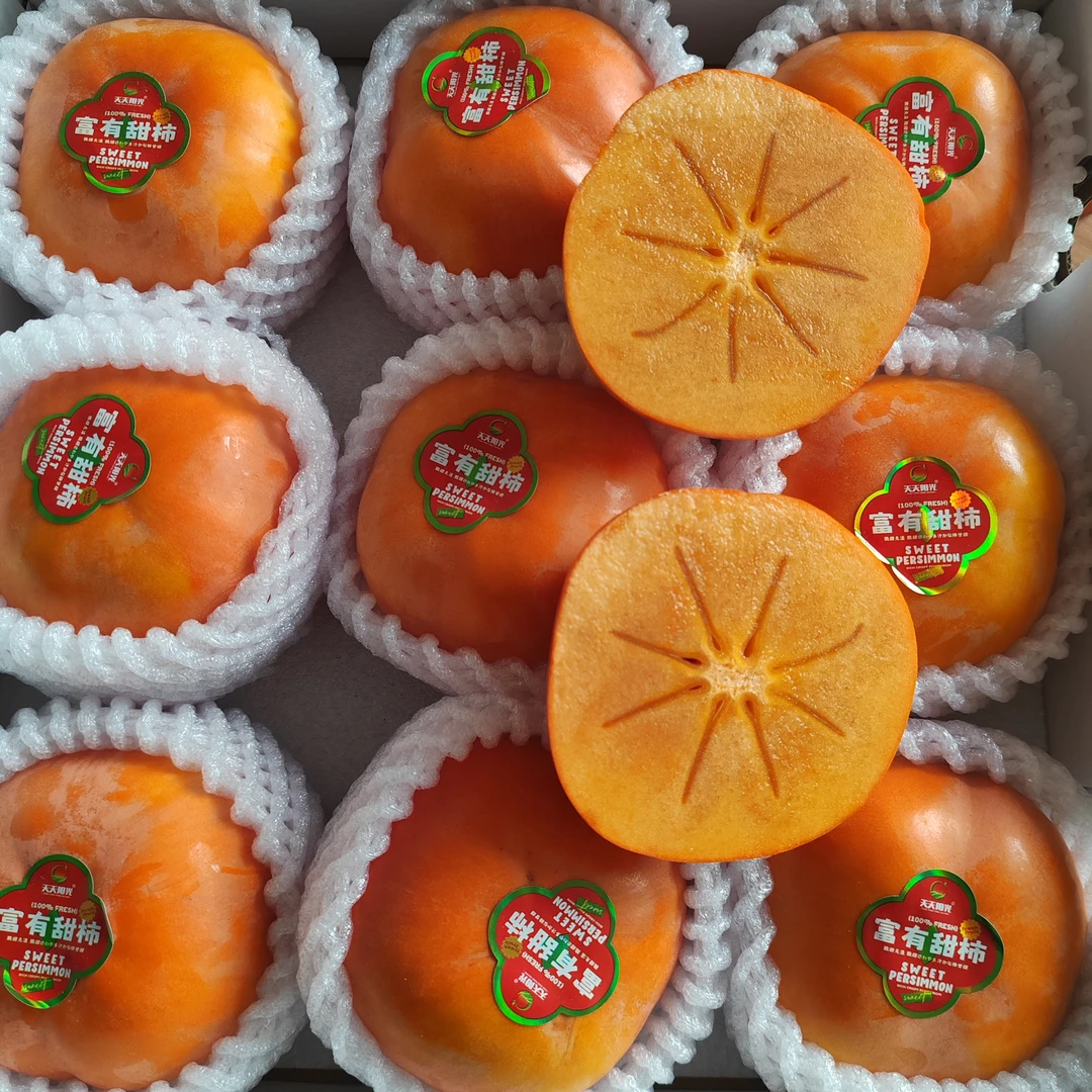 富有脆柿9-11个大果礼盒无核甜脆柿糖心柿不涩口顺丰包邮