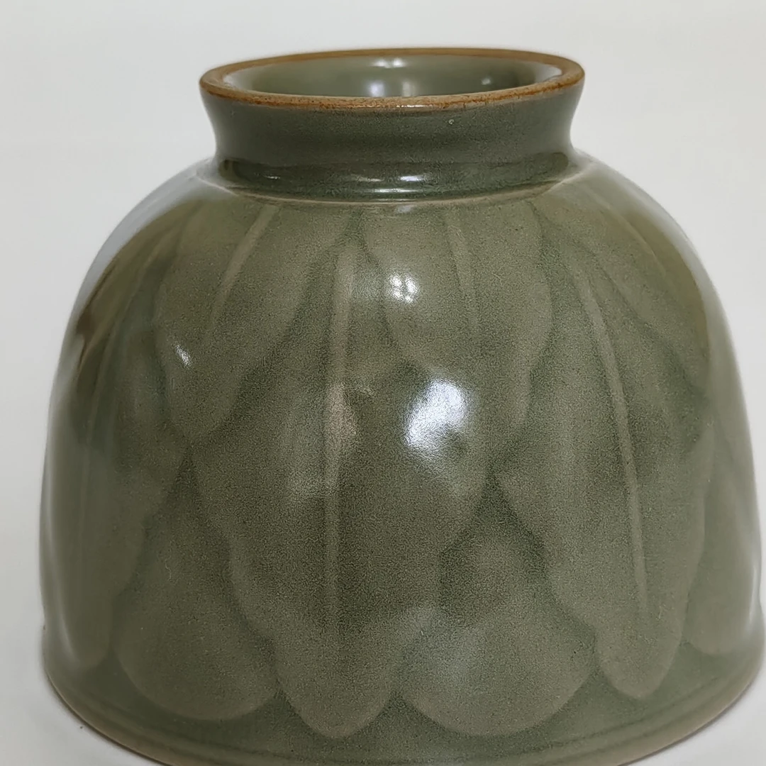 青瓷刻花纯手工柴窑复古秘色瓷主人杯