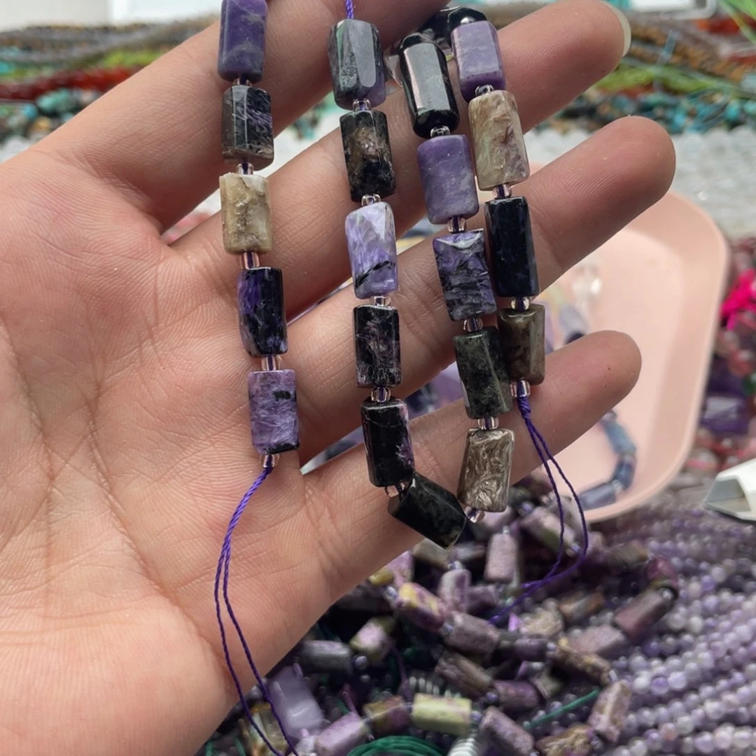 玛瑙/玉髓未镶嵌珠宝半成品一条装8*12mm紫龙晶管珠