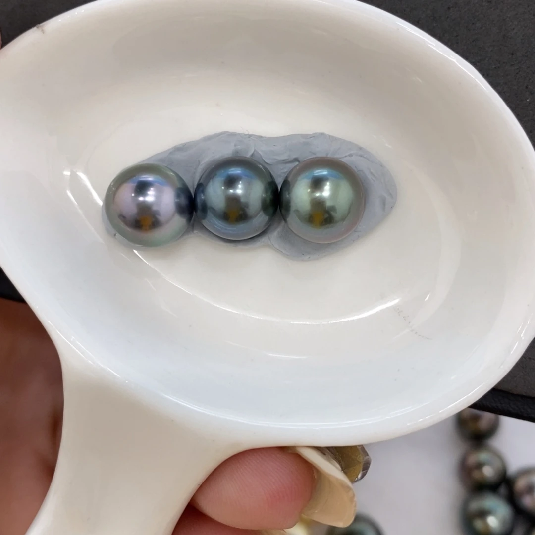 海水珍珠裸珠大溪地三珠10+