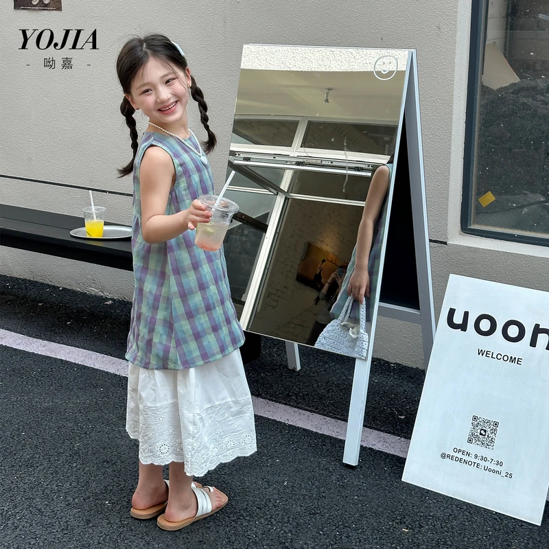 YOJIA女童连衣裙夏装2025新款洋气女孩两件套裙子儿童公主裙夏装