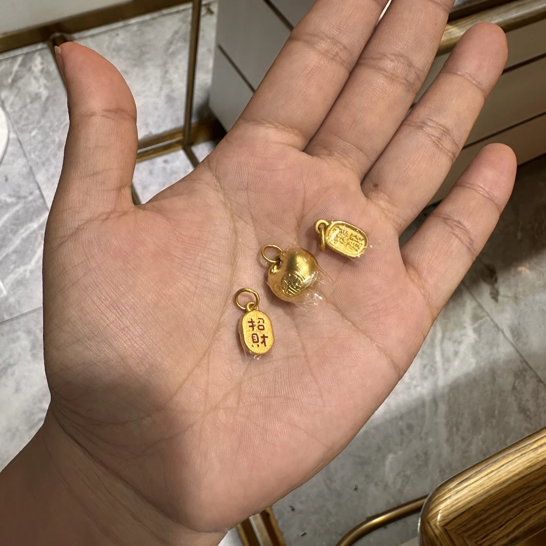 足金黄金胖福吊坠
