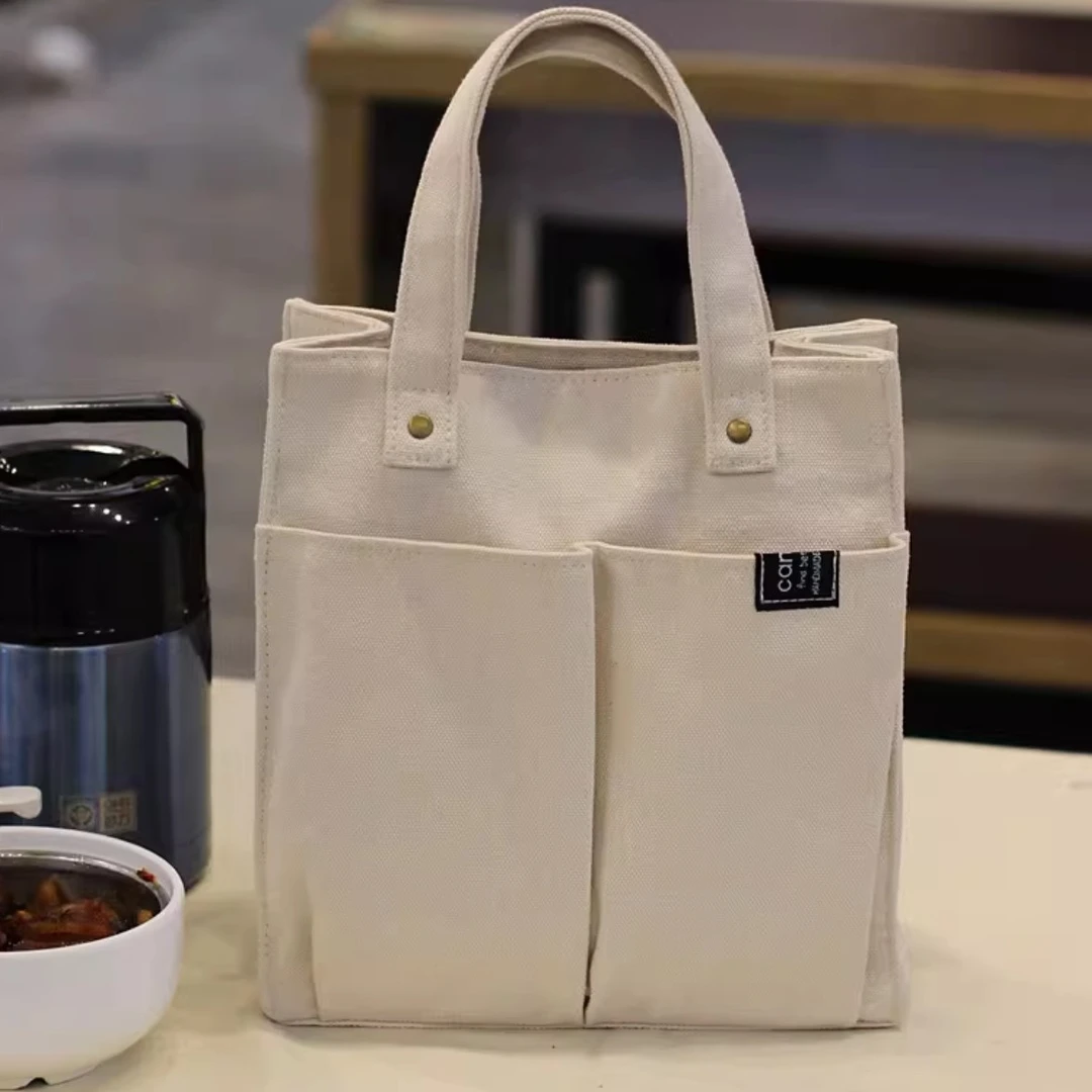 单肩包ins大众韩版简约复古风纯色便当包帆布袋单肩上班