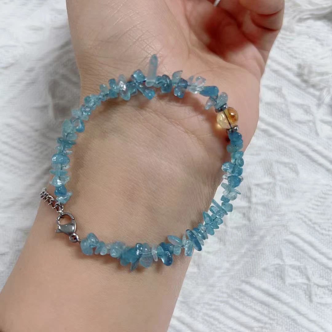海蓝宝碎石设计款手链手串多样性发一