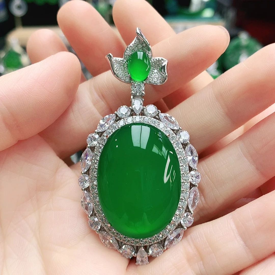 玛瑙/玉髓吊坠银S925镶嵌