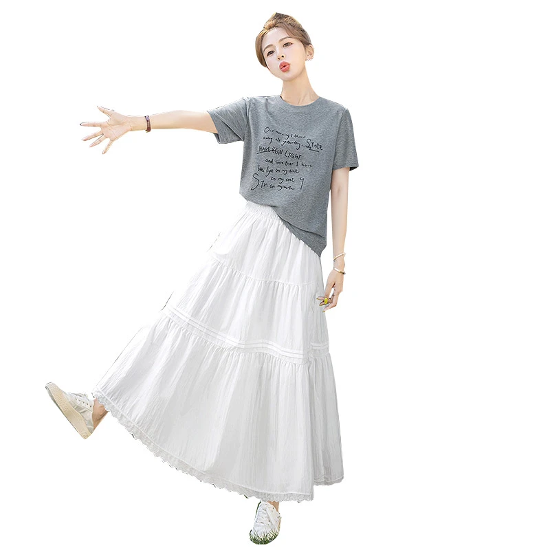 丝柏舍2025夏季新款女装圆领套头通勤简约短袖印花T恤S52X4567T