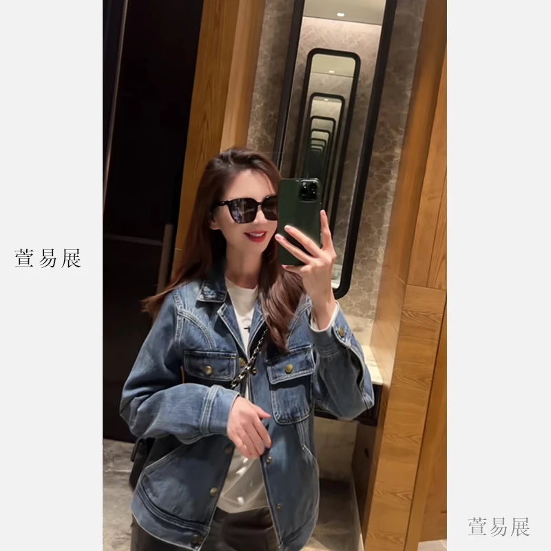 萱易展-经典时尚百搭重工水洗色复古高级感牛仔外套YN-24012801