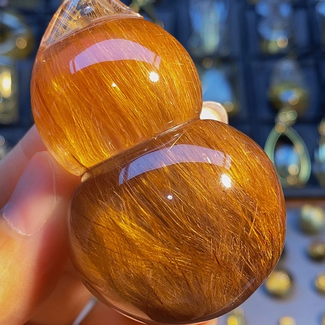 水晶未镶嵌颈饰天然发晶胖葫芦手把件