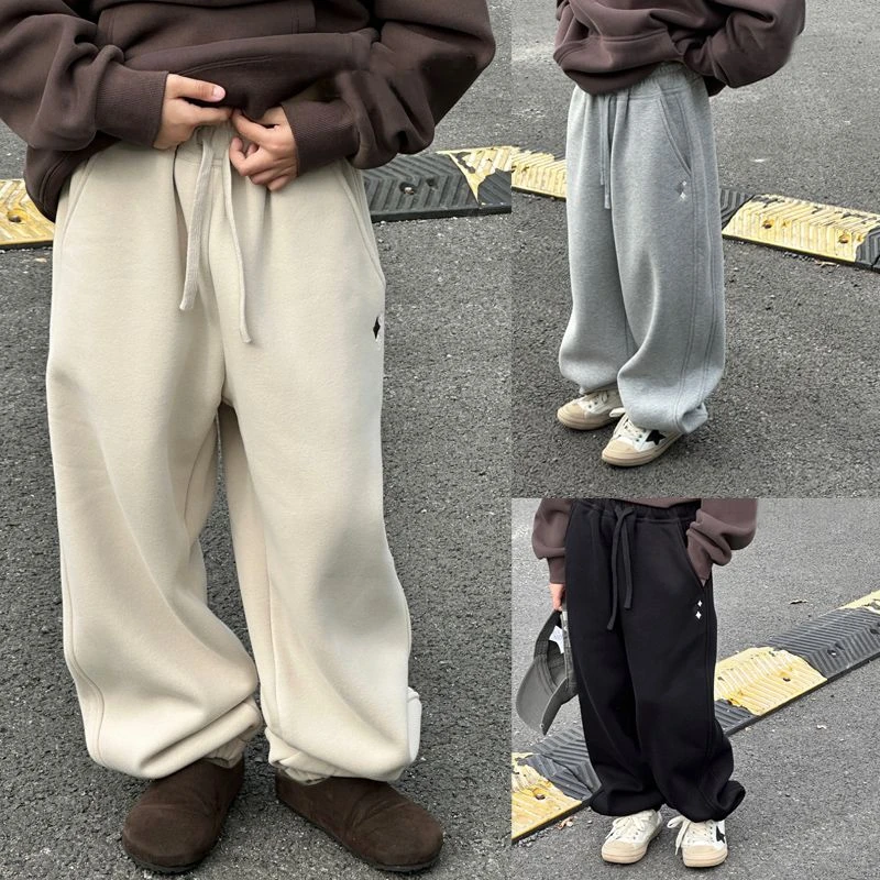 儿童冬季加绒卫裤男女童装冬款加厚保暖一体绒裤子韩版运动休闲潮