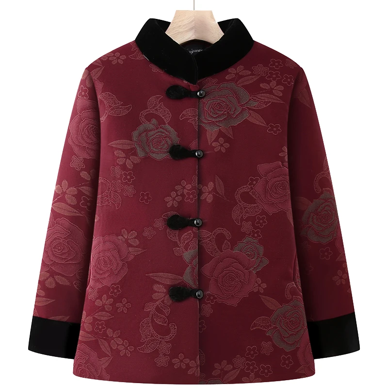 中老年女装冬季加绒棉衣复古妈妈装加厚棉袄老人衣服奶奶冬装棉服