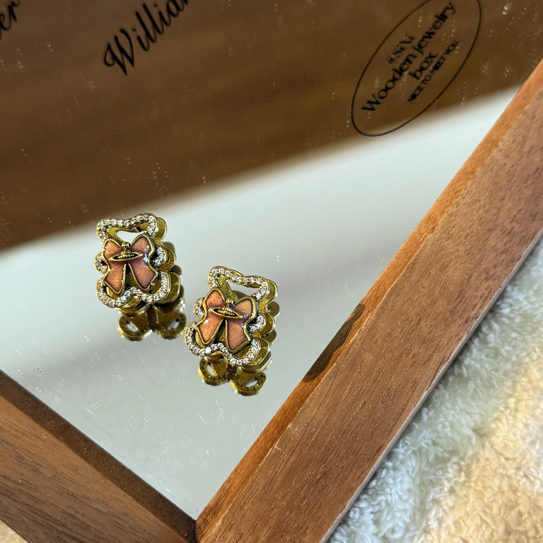 铜合金珐琅耳饰 HRY0-铜合金可爱小熊星球珐琅耳夹HRY0-1261