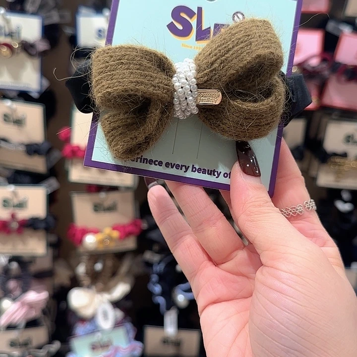 咸菜绿珍珠蝴蝶结发绳