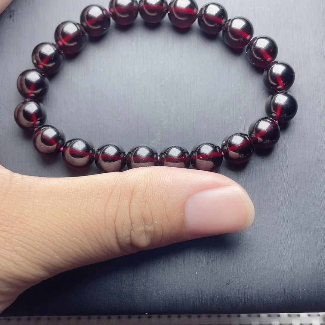 手链未镶嵌石榴石9.0MM精品天然酒红单圈手链