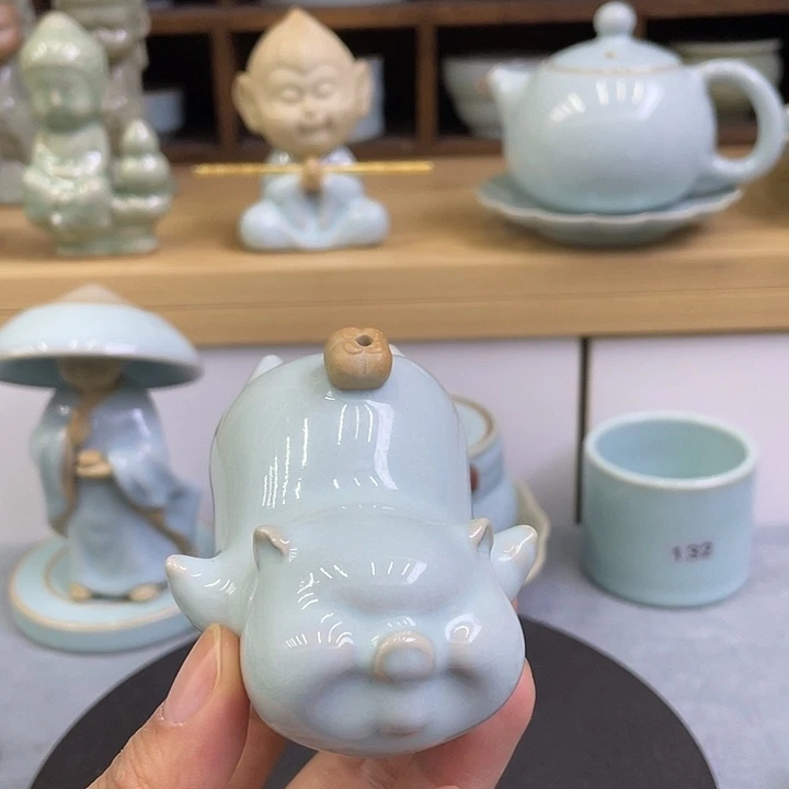 陶瓷杯子微瑕天青茶宠