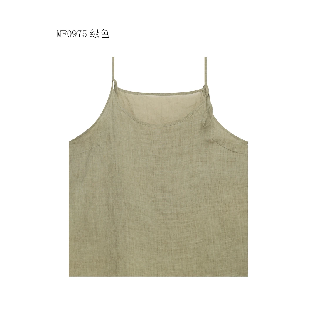 麻訪【麻訪家】MF0975绿色文艺极简舒适休闲百搭吊带