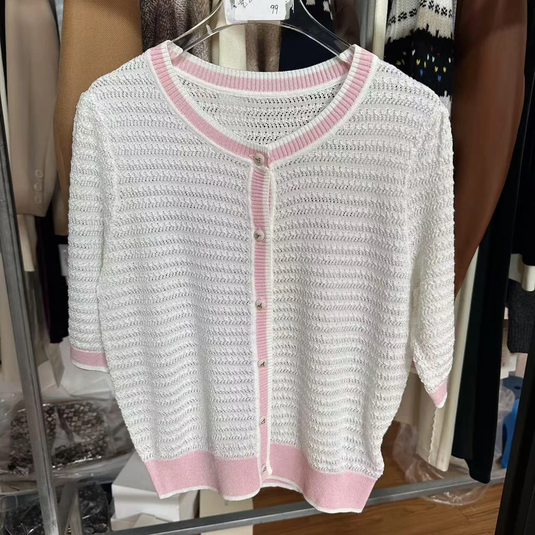 *【大喜】条纹修身针织开衫（24T0676）