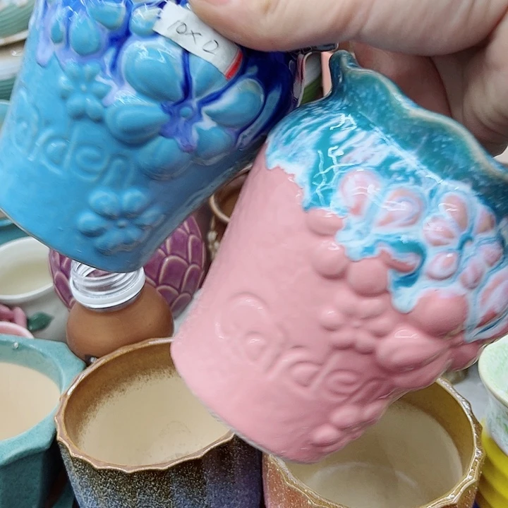 多肉绿植陶瓷花盆9.9包邮，有孔