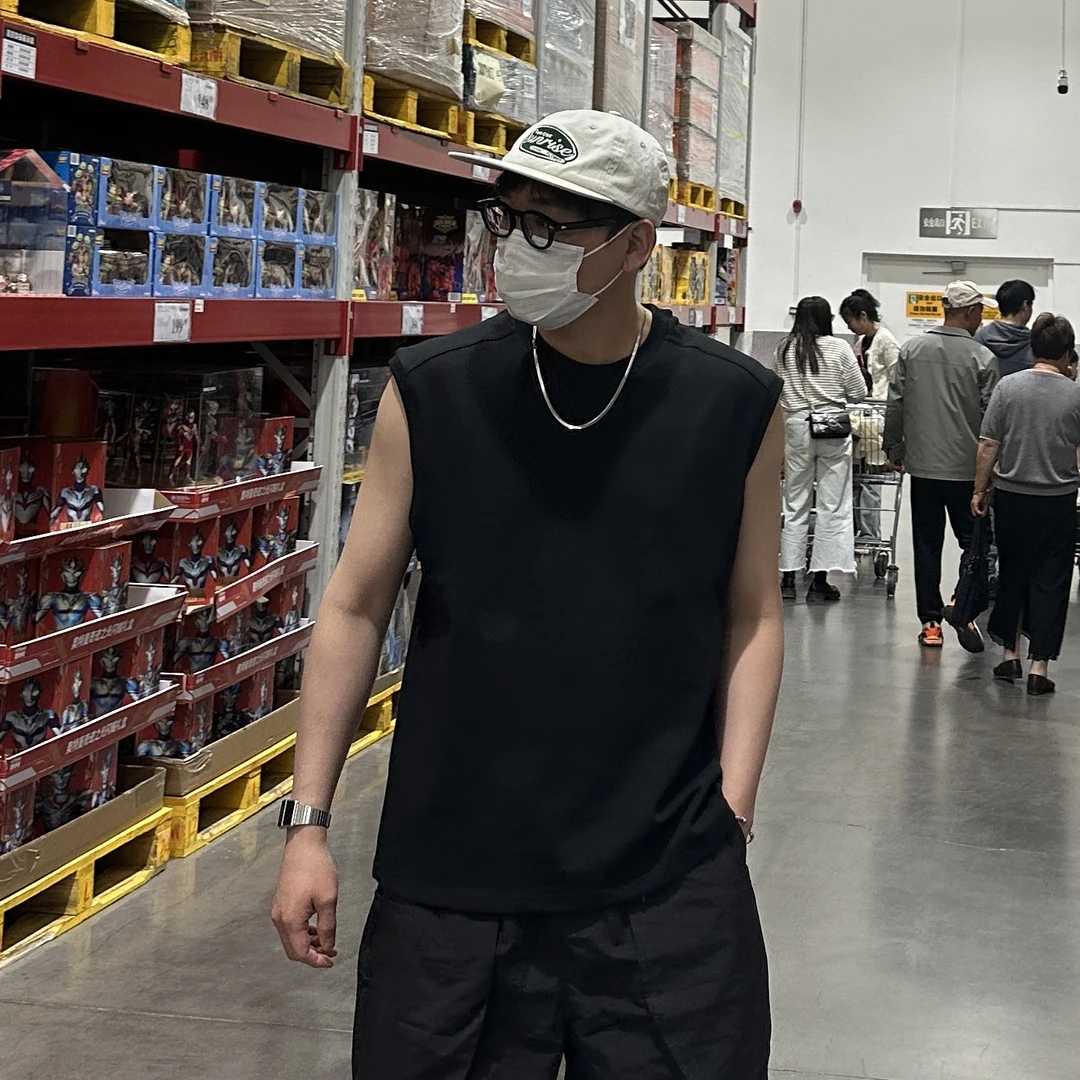 IMZX上衣休闲纯色套头免烫印花时尚背心男款男士透气运动夏季