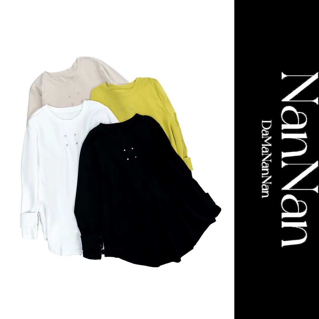 【楠楠推荐】春季新款大版重工铆钉棉感长袖大T恤C3018