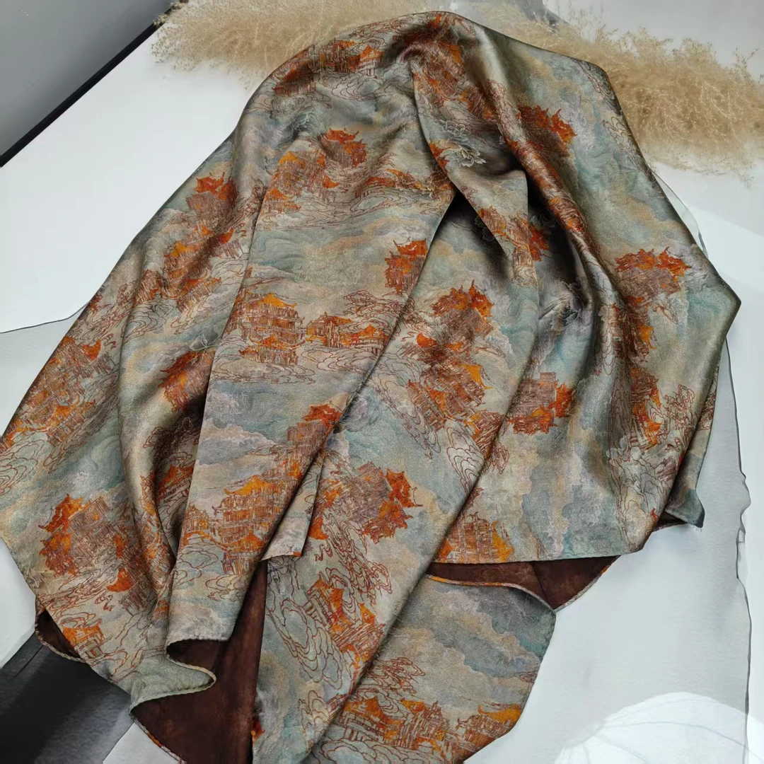 高货【云上庭】140*140重锻老料香云高货重磅国风高端丝巾-Q4