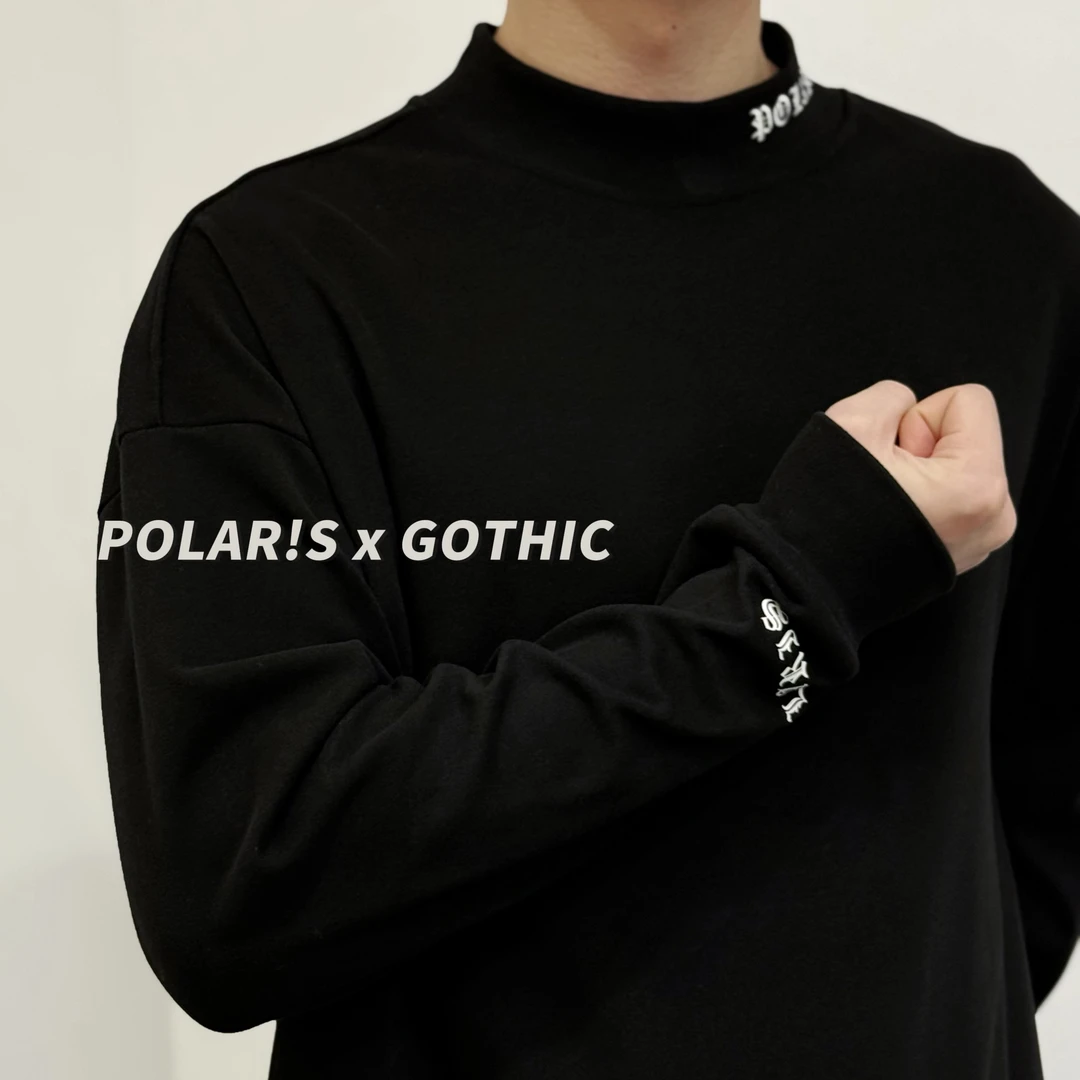 【SCRM】秋冬季户外创意艺术字印花立领德绒保暖打底衫纯色加厚上衣